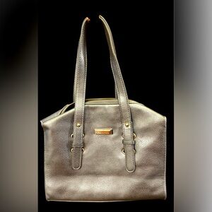 Tahari metallic Peeble textured handbag